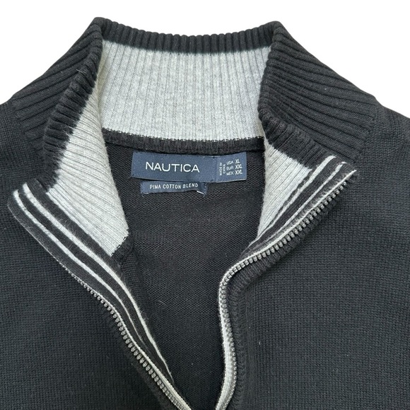 Nautica Men’s XL Black Quarter-Zip Pima Cotton Blend Pullover Sweater - Picture 4 of 5